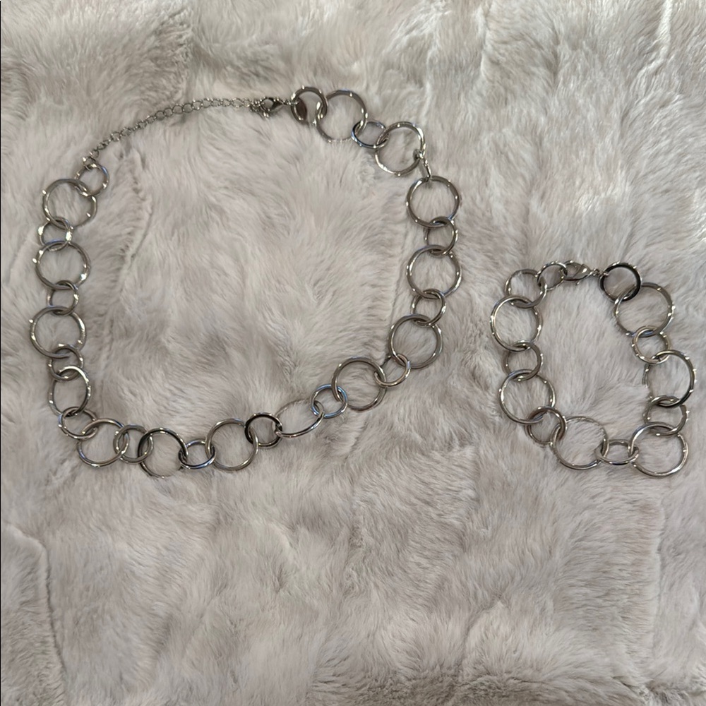 Lia Sophia Minimalist Silver Necklace and Bracelet Set